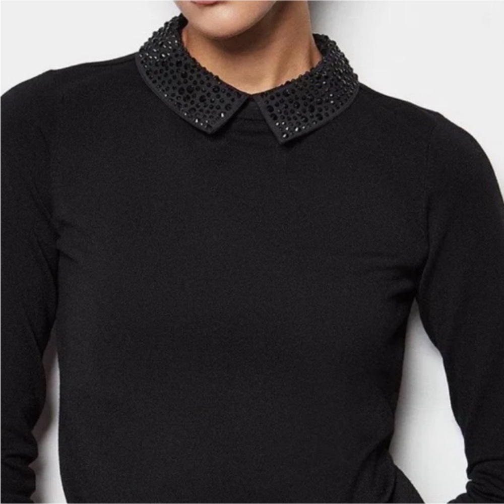 Karenn Millen Sweater Crystal Collar Knit Collection Black New size 0 - Picture 3 of 14